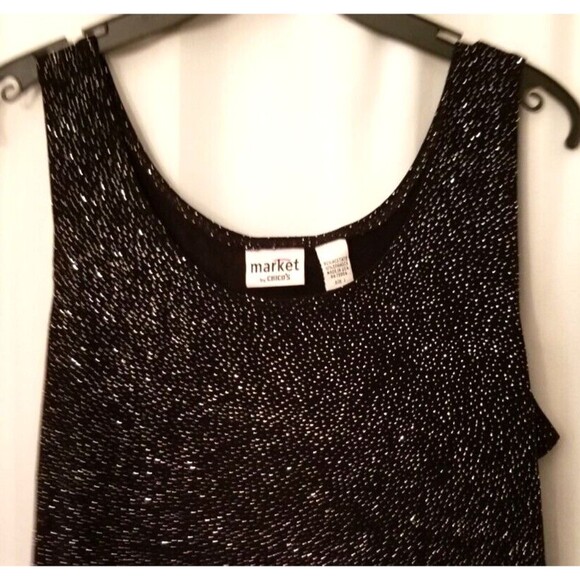 Chico's Women's Top Shell Sparkle Sleeveless Black Liquid Knit Size Medium - Picture 2 of 5